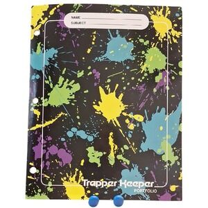 Vintage Trapper‎ Keeper Portfolio Folder Neon Paint Splatter 90s Retro